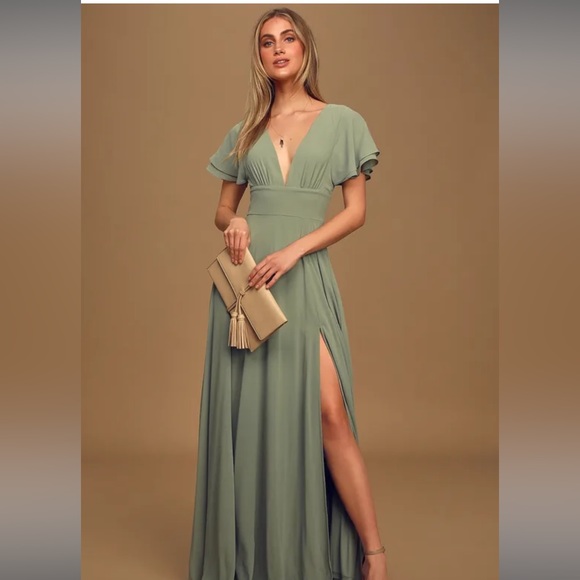 Lulus Sage Green Maxi Dress - Picture 4 of 9